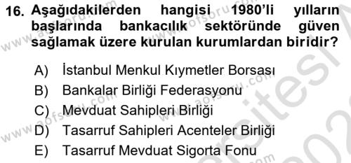 Türkiye Cumhuriyeti İktisat Tarihi Dersi 2021 - 2022 Yılı Yaz Okulu Sınavı 16. Soru