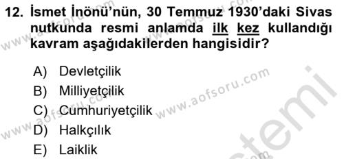 Türkiye Cumhuriyeti İktisat Tarihi Dersi 2023 - 2024 Yılı (Vize) Ara Sınavı 12. Soru