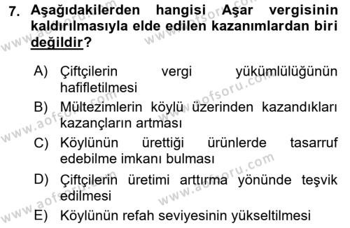 Türkiye Cumhuriyeti İktisat Tarihi Dersi 2023 - 2024 Yılı (Vize) Ara Sınavı 7. Soru