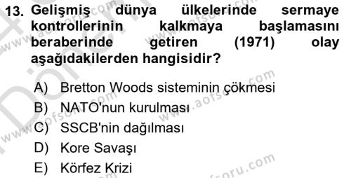 Türkiye Cumhuriyeti İktisat Tarihi Dersi 2023 - 2024 Yılı (Final) Dönem Sonu Sınavı 13. Soru