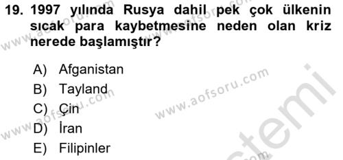 Türkiye Cumhuriyeti İktisat Tarihi Dersi 2023 - 2024 Yılı (Final) Dönem Sonu Sınavı 19. Soru