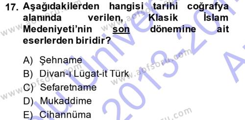 Tarihi Coğrafya Dersi 2013 - 2014 Yılı (Vize) Ara Sınavı 17. Soru