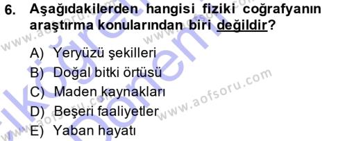 Tarihi Coğrafya Dersi 2013 - 2014 Yılı (Vize) Ara Sınavı 6. Soru