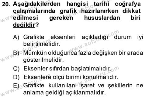 Tarihi Coğrafya Dersi 2013 - 2014 Yılı (Final) Dönem Sonu Sınavı 20. Soru