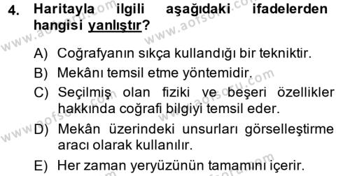Tarihi Coğrafya Dersi 2014 - 2015 Yılı (Vize) Ara Sınavı 4. Soru