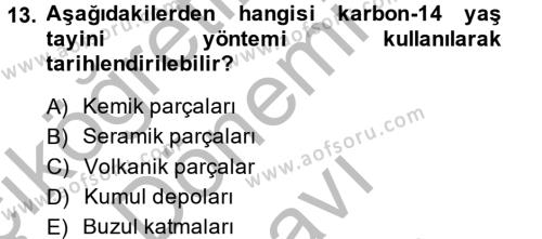 Tarihi Coğrafya Dersi 2014 - 2015 Yılı (Final) Dönem Sonu Sınavı 13. Soru