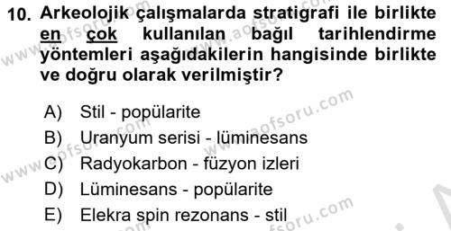 Tarihi Coğrafya Dersi 2019 - 2020 Yılı (Final) Dönem Sonu Sınavı 10. Soru