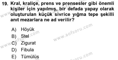 Tarihi Coğrafya Dersi 2021 - 2022 Yılı Yaz Okulu Sınavı 19. Soru