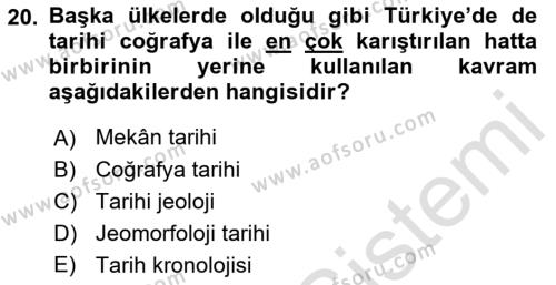 Tarihi Coğrafya Dersi 2022 - 2023 Yılı (Vize) Ara Sınavı 20. Soru