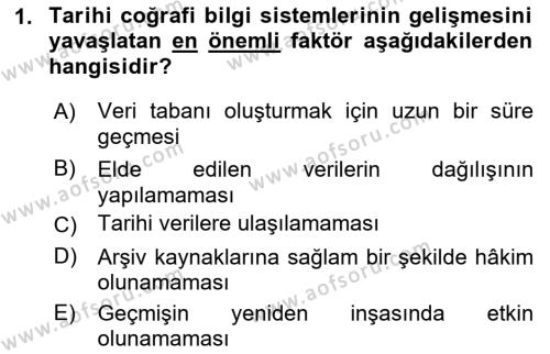 Tarihi Coğrafya Dersi 2022 - 2023 Yılı (Final) Dönem Sonu Sınavı 1. Soru