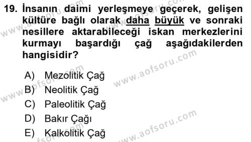 Tarihi Coğrafya Dersi 2022 - 2023 Yılı (Final) Dönem Sonu Sınavı 19. Soru