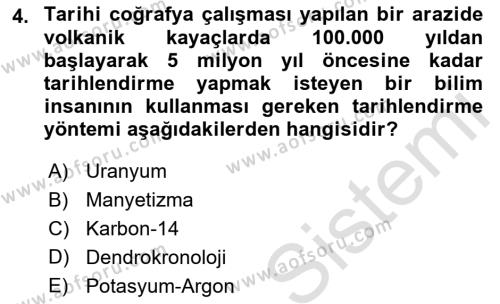 Tarihi Coğrafya Dersi 2022 - 2023 Yılı (Final) Dönem Sonu Sınavı 4. Soru