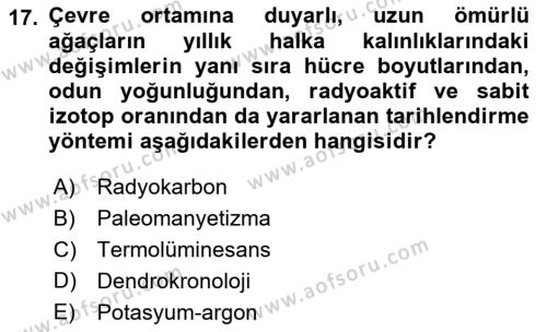 Tarihi Coğrafya Dersi 2022 - 2023 Yılı Yaz Okulu Sınavı 17. Soru