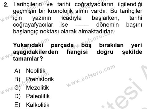 Tarihi Coğrafya Dersi 2022 - 2023 Yılı Yaz Okulu Sınavı 2. Soru