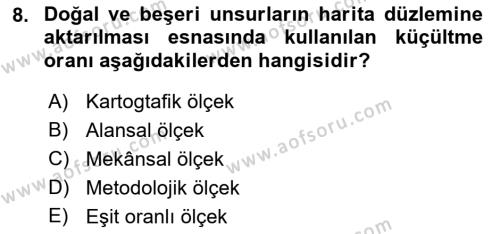 Tarihi Coğrafya Dersi 2022 - 2023 Yılı Yaz Okulu Sınavı 8. Soru