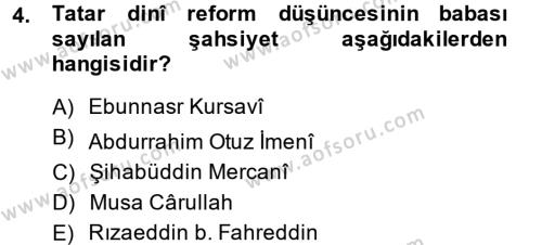 XIX. Yüzyıl Türk Dünyası Dersi 2013 - 2014 Yılı (Vize) Ara Sınavı 4. Soru