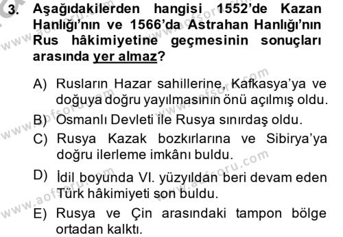 XIX. Yüzyıl Türk Dünyası Dersi 2014 - 2015 Yılı (Vize) Ara Sınavı 3. Soru