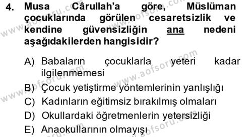 XIX. Yüzyıl Türk Dünyası Dersi 2014 - 2015 Yılı (Final) Dönem Sonu Sınavı 4. Soru