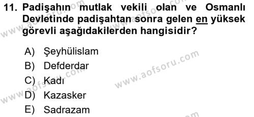 Hukuk Tarihi Dersi 2020 - 2021 Yılı Yaz Okulu Sınavı 11. Soru