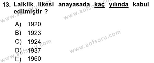 Hukuk Tarihi Dersi 2020 - 2021 Yılı Yaz Okulu Sınavı 13. Soru