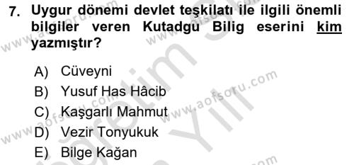 Hukuk Tarihi Dersi 2020 - 2021 Yılı Yaz Okulu Sınavı 7. Soru