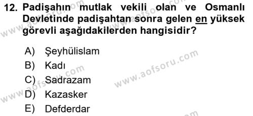 Hukuk Tarihi Dersi 2022 - 2023 Yılı Yaz Okulu Sınavı 12. Soru