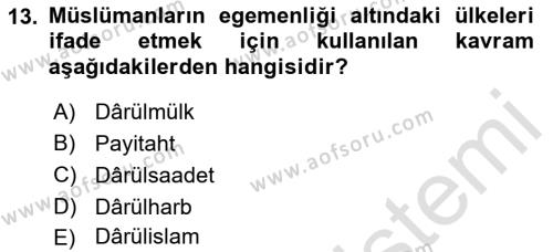 Hukuk Tarihi Dersi 2022 - 2023 Yılı Yaz Okulu Sınavı 13. Soru