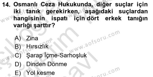 Hukuk Tarihi Dersi 2022 - 2023 Yılı Yaz Okulu Sınavı 14. Soru