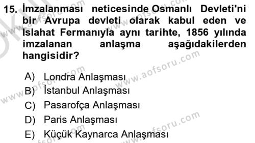 Hukuk Tarihi Dersi 2022 - 2023 Yılı Yaz Okulu Sınavı 15. Soru