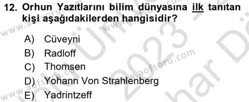 Hukuk Tarihi Dersi 2023 - 2024 Yılı (Vize) Ara Sınavı 12. Soru