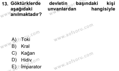 Hukuk Tarihi Dersi 2023 - 2024 Yılı (Vize) Ara Sınavı 13. Soru