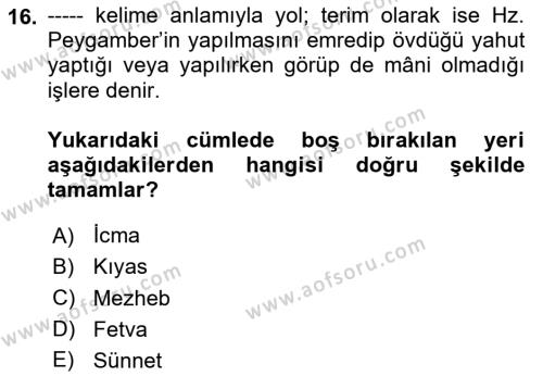 Hukuk Tarihi Dersi 2023 - 2024 Yılı (Vize) Ara Sınavı 16. Soru