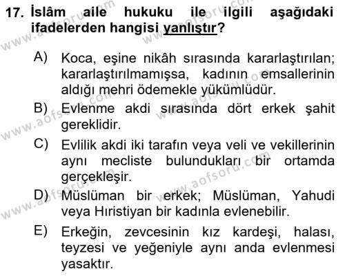 Hukuk Tarihi Dersi 2023 - 2024 Yılı (Vize) Ara Sınavı 17. Soru