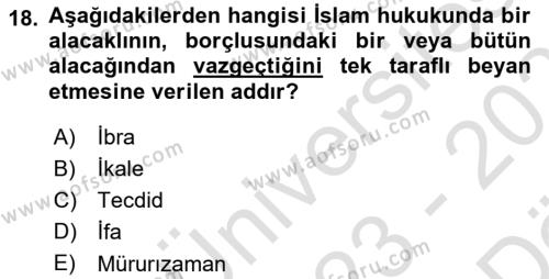 Hukuk Tarihi Dersi 2023 - 2024 Yılı (Vize) Ara Sınavı 18. Soru