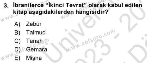 Hukuk Tarihi Dersi 2023 - 2024 Yılı (Vize) Ara Sınavı 3. Soru