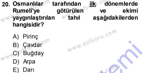 Osmanlı İktisat Tarihi Dersi 2013 - 2014 Yılı (Vize) Ara Sınavı 20. Soru