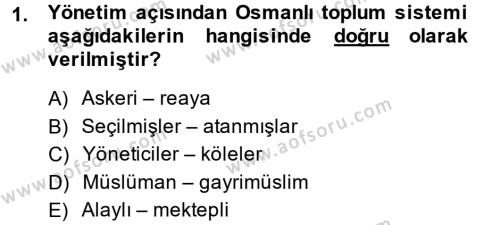 Osmanlı İktisat Tarihi Dersi 2013 - 2014 Yılı (Final) Dönem Sonu Sınavı 1. Soru