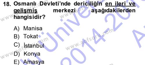 Osmanlı İktisat Tarihi Dersi 2014 - 2015 Yılı (Vize) Ara Sınavı 18. Soru