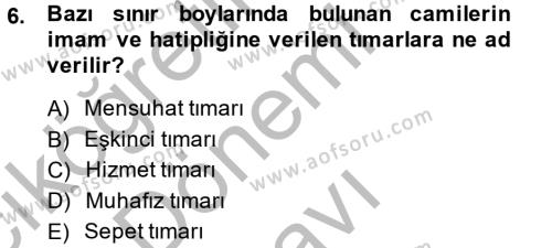 Osmanlı İktisat Tarihi Dersi 2014 - 2015 Yılı (Final) Dönem Sonu Sınavı 6. Soru