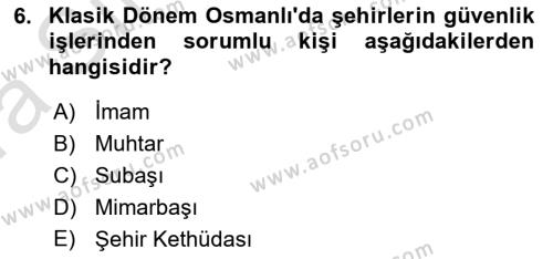 Osmanlı İktisat Tarihi Dersi 2022 - 2023 Yılı (Vize) Ara Sınavı 6. Soru