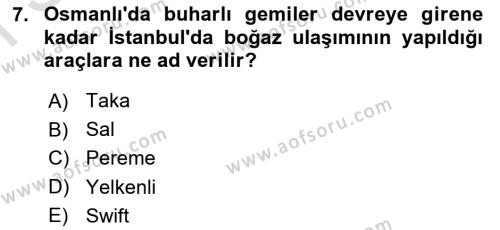 Osmanlı İktisat Tarihi Dersi 2022 - 2023 Yılı (Final) Dönem Sonu Sınavı 7. Soru