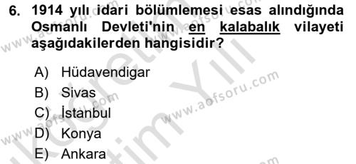 Osmanlı İktisat Tarihi Dersi 2022 - 2023 Yılı Yaz Okulu Sınavı 6. Soru