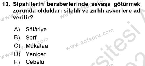 Osmanlı İktisat Tarihi Dersi 2023 - 2024 Yılı (Vize) Ara Sınavı 13. Soru