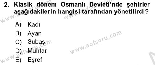 Osmanlı İktisat Tarihi Dersi 2023 - 2024 Yılı (Final) Dönem Sonu Sınavı 2. Soru