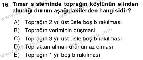 Osmanlı İktisat Tarihi Dersi 2024 - 2025 Yılı (Vize) Ara Sınavı 16. Soru