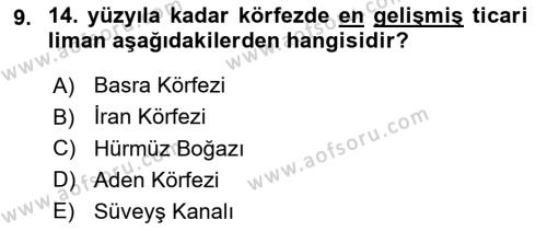 Modern Ortadoğu Tarihi Dersi 2020 - 2021 Yılı Yaz Okulu Sınavı 9. Soru