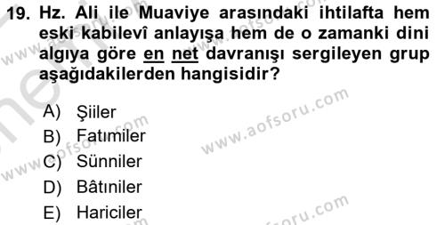 Modern Ortadoğu Tarihi Dersi 2021 - 2022 Yılı (Vize) Ara Sınavı 19. Soru