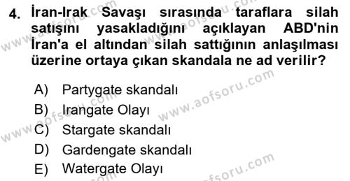 Modern Ortadoğu Tarihi Dersi 2021 - 2022 Yılı Yaz Okulu Sınavı 4. Soru