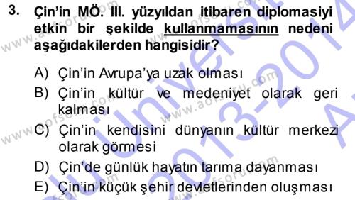 Osmanlı Diplomasisi Dersi 2013 - 2014 Yılı (Vize) Ara Sınavı 3. Soru
