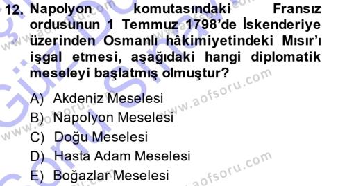 Osmanlı Diplomasisi Dersi 2013 - 2014 Yılı (Final) Dönem Sonu Sınavı 12. Soru